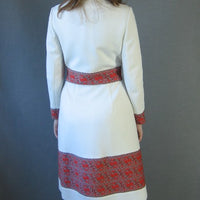 60s Mod Women's Dress & Coat Vintage Nehru Collar Paisley Trim Small to Medium VFG