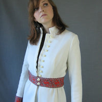 60s Mod Women's Dress & Coat Vintage Nehru Collar Paisley Trim Small to Medium VFG