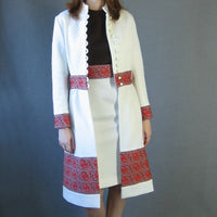 60s Mod Women's Dress & Coat Vintage Nehru Collar Paisley Trim Small to Medium VFG