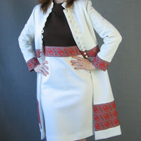 60s Mod Women's Dress & Coat Vintage Nehru Collar Paisley Trim Small to Medium VFG