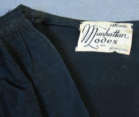 1930s Manhattan Modes vintage party dress label