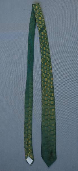 60s Countess Mara necktie green and yello geometric