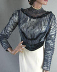 early 1900s dark blue formal bodice blouse