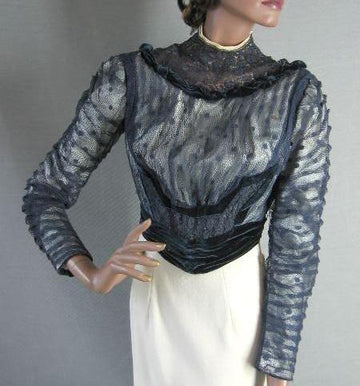 early 1900s dark blue formal bodice blouse