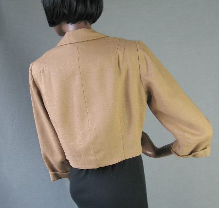 back view, cropped suit jacket, couture quality