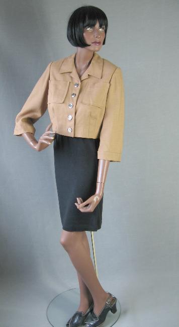 vintage 50s tan womens jacket, designer quality