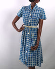 1940s vintage big button day dress