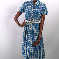1940s vintage big button day dress