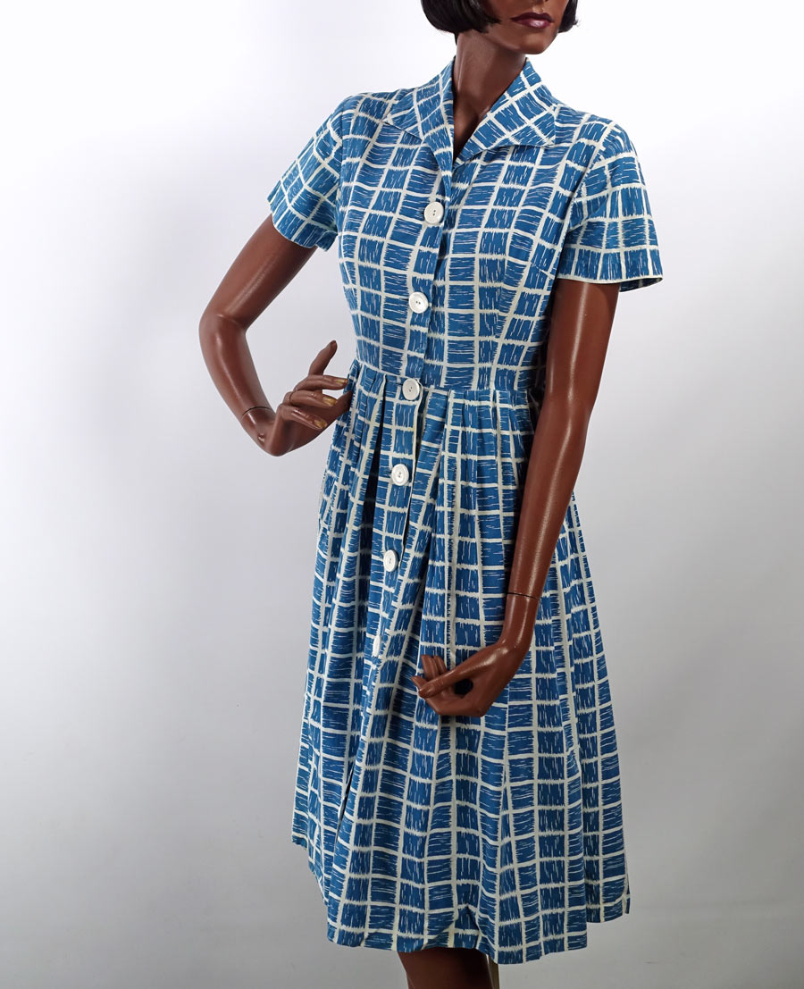40s Day Dress 50s Shirtwaist Vintage Big Buttons Bold Print VFG Mode O Day 40s Day Dress 50s Shirtwaist Vintage Big Buttons Bold Print VFG Mode O Day