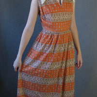 1970s paisley stripe MOD maxi dress