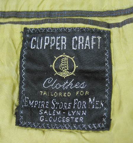 60s suit jacket label, Clipper Craft Clothes, Tailored for Empire Store for men