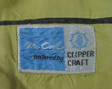 60s suit coat label, Mr. Cool, Tailored by Clipper Craft