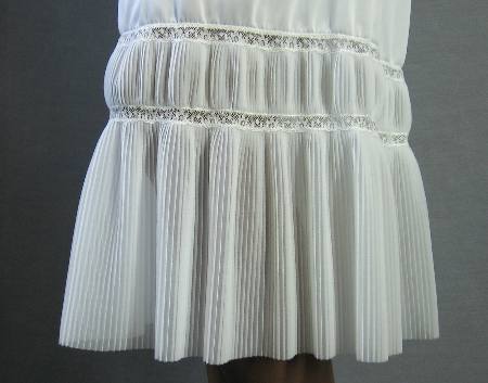 closeup detail, vintage slip skirt crystal pleating 50s 60s