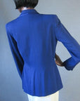 back view, blue nip waist suit jacket