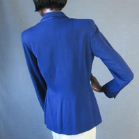 back view, blue nip waist suit jacket