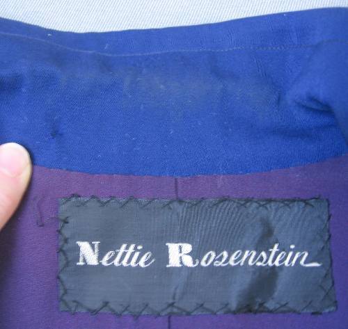 40s designer suit jacket lapel, Nettie Rosenstein