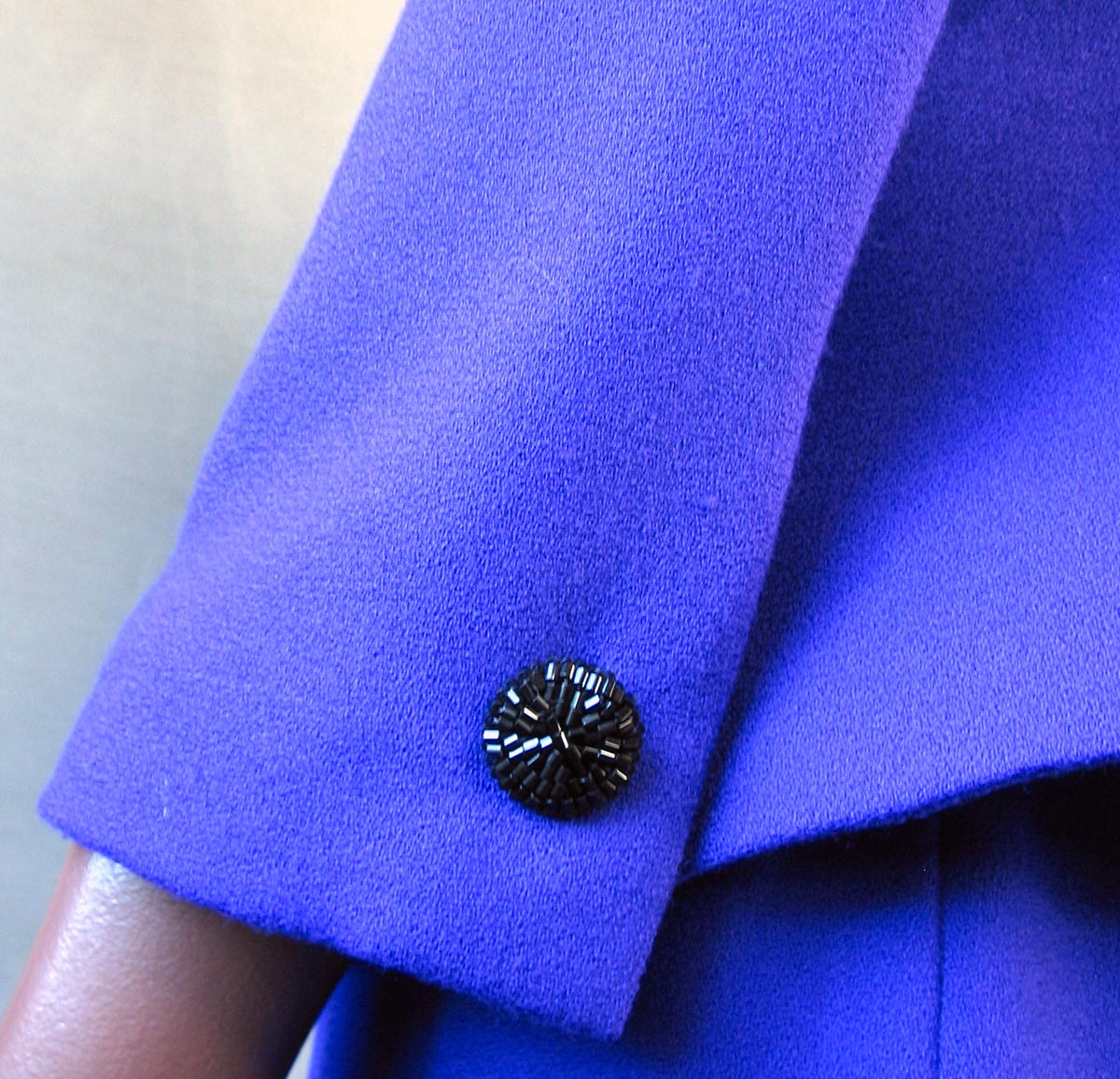 Women&#39;s 80s Skirt Suit Outfit Vintage Purple with Black Beading Small to Medium VFG Nolan Miller