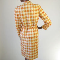 back view, 60s Mod plaid suit skirt and jacket