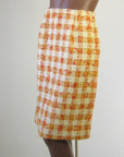 close up, straight skirt 60s sunshine plaid suit set