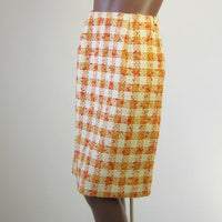 close up, straight skirt 60s sunshine plaid suit set