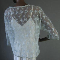 back view, sheer embroidered jacket topper