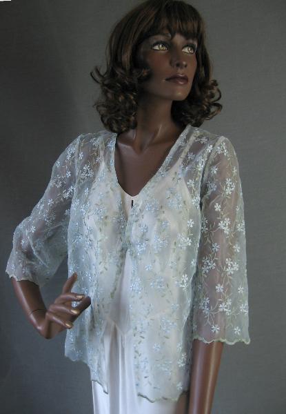 1960s sheer organza jacket with eyelet embroidery