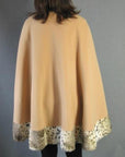 back view, 1970s cape with faux cheetah border trim