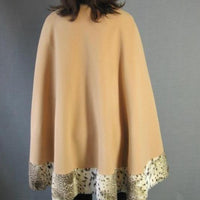 back view, 1970s cape with faux cheetah border trim