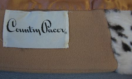 Country Pacer label for 60s 70s wool cape with faux wildcat trim