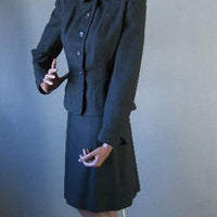 vintage 1950s dark gray nip waist skirt suit