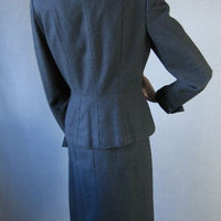 back view, 50s vintage skirt and jacket suit