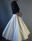 50s Women's Dress Dramatic Black & White Vintage Full Skirt Medium Fit and Flare VFG Pat Hartly