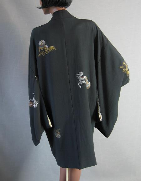 back view of vintage asian embellished kimono jacket
