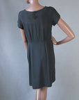 unpinned back, 40s vintage black cocktail dress