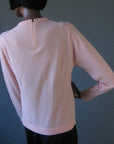 back view, 60s pink pull over sweater with partial back zip