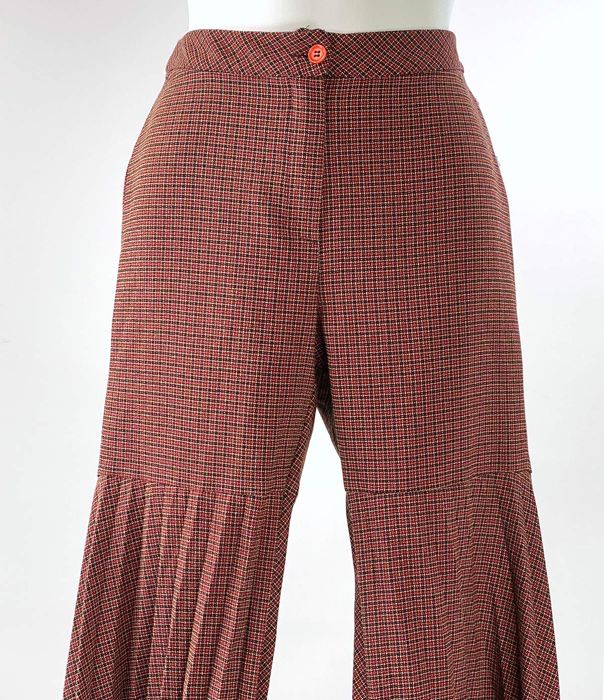 Vintage 70s Women&#39;s Pants Bell Bottom Accordian Pleated Plaid Small to Medium VFG Made in Italy