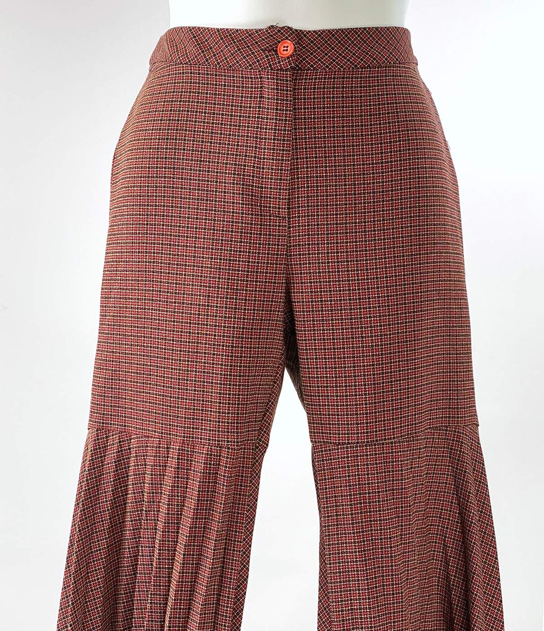 Vintage 70s Women's Pants Bell Bottom Accordian Pleated Plaid Small to Medium VFG Made in Italy