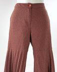 Vintage 70s Women's Pants Bell Bottom Accordian Pleated Plaid Small to Medium VFG Made in Italy