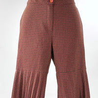 Vintage 70s Women's Pants Bell Bottom Accordian Pleated Plaid Small to Medium VFG Made in Italy