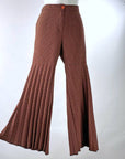 Vintage 70s Women's Pants Bell Bottom Accordian Pleated Plaid Small to Medium VFG Made in Italy