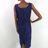 Vintage 50s 60s Purple Black Shantung Wiggle Sheath Dress Women's L/XL VFG