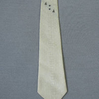 50s 60s vintage Mad Men ivory-color tie shield torch motif