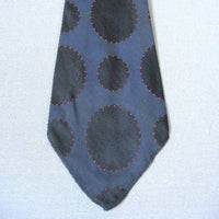 20s 30s vintage necktie woven dark blue circles