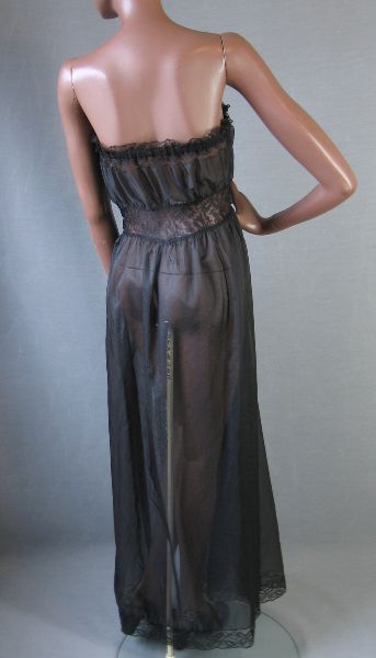back view, sheer black 50s nightgown