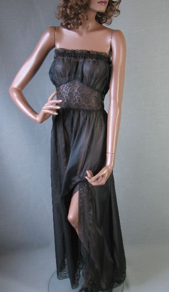 1950s strapless semisheer night gown