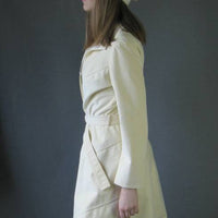 Women's 70s Trench Coat by Samuel Robert Mod Vintage Spy Girl White Ultra Suede Medium VFG