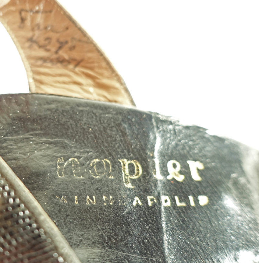 40s Platform Heels Vintage Black Reptile Peep Toe Ankle