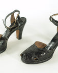 1940s platform peeptoe sandals with ankle straps