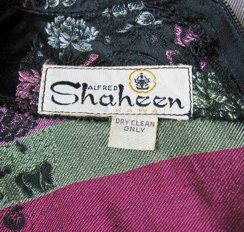 Alfred Shaheen Hawaii label, brocade Asian style dress