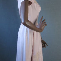 side view, 50s vintage slubbed silk dress